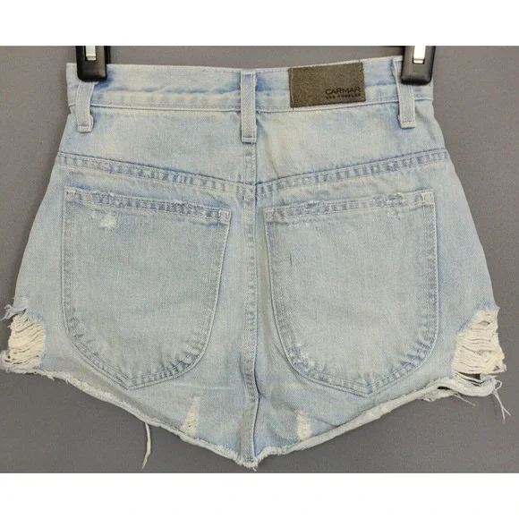 Carmar Distress Mini Jean Skirt Womens 23 Blue Denim Pockets Full Zip Grunge - Picture 9 of 13